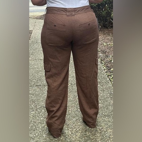 Cabela’s Women’s Linen Blend Cargo Pants Balsamic Brown Color Size 14 NWT - Picture 6 of 16